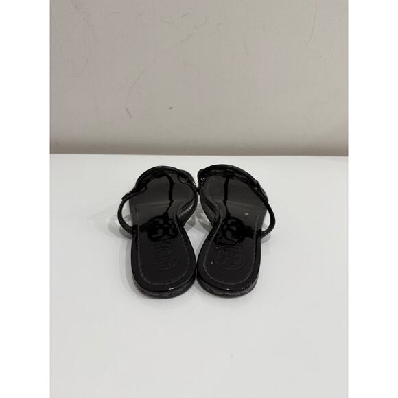 Tory Burch Miller Patent Leather Logo Slip On Flat Thong Sandals Black Women 6.5 - Picture 6 of 8
